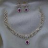 #Ad neckpiece #ad necklace #white #pinkstone #diamond necklace #americandiamond choker