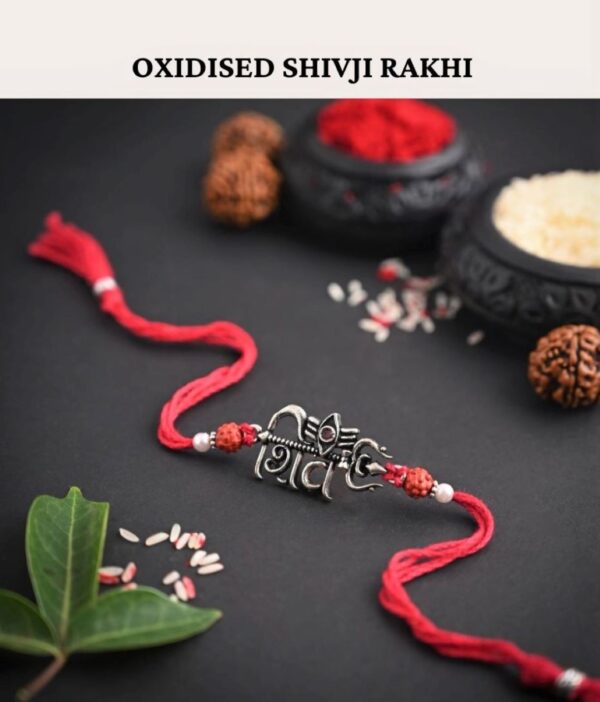 Sajshrungar Silver Oxidised shiv Rakhi For Men/Women