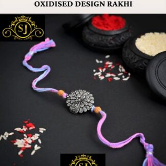 Sajshrungar Silver Oxidised Peacock Rakhi For Men/Women