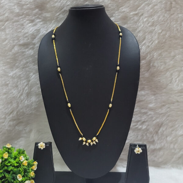 Sajshrungar Gold Plated Long Pearl Mangalsutra set With Earring