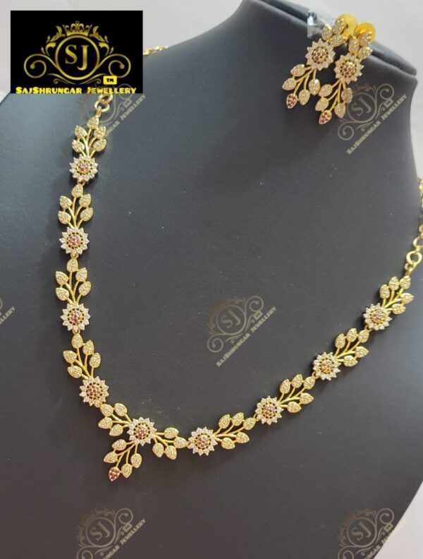 Sajshrungar American Diamond Jewellery Set with Earring For Women & Girls