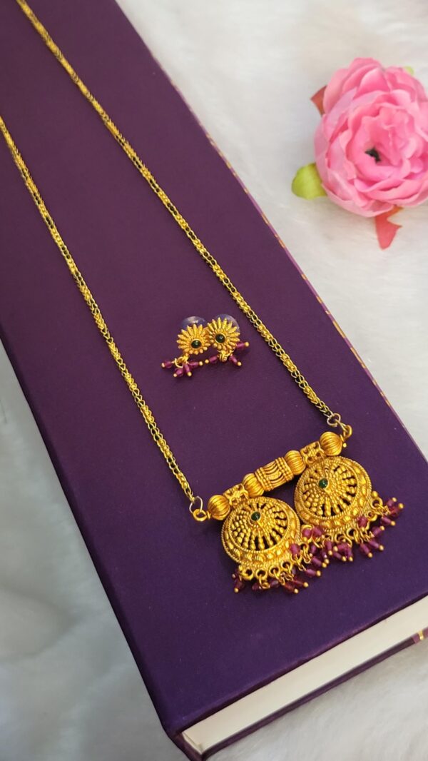 Sajshrungar Gold Plated Long Mangalsutra with earring For Women & Girls