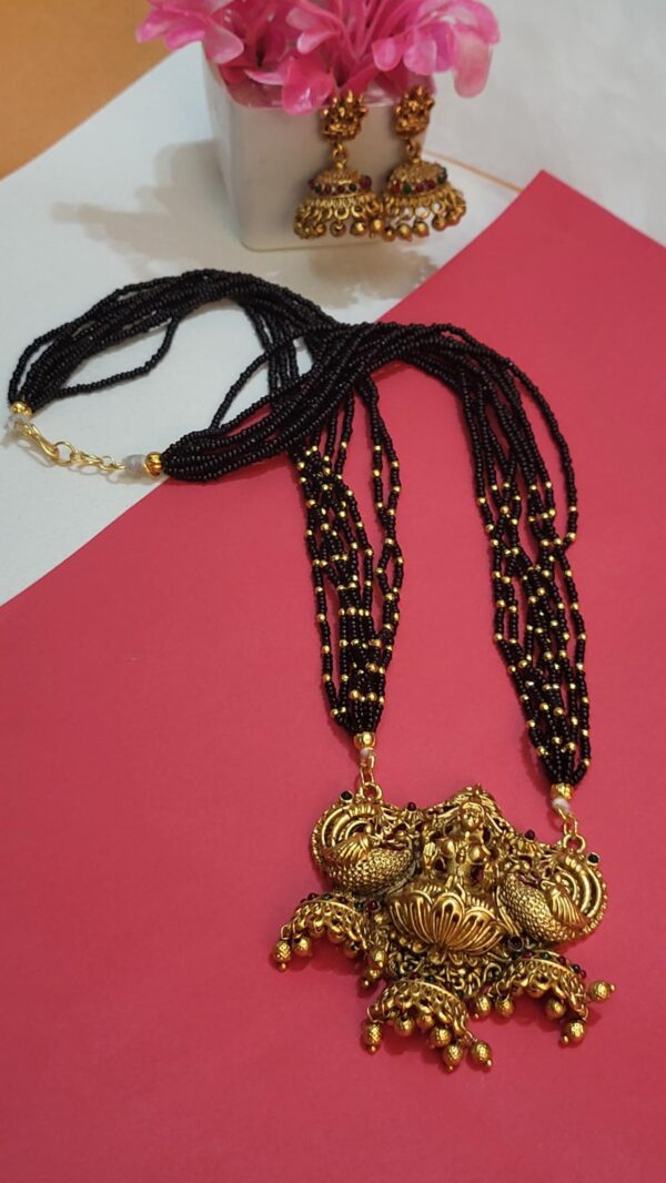 Sajshrungar Gold Plated Short Mangalsutra with earring For Women & Girls