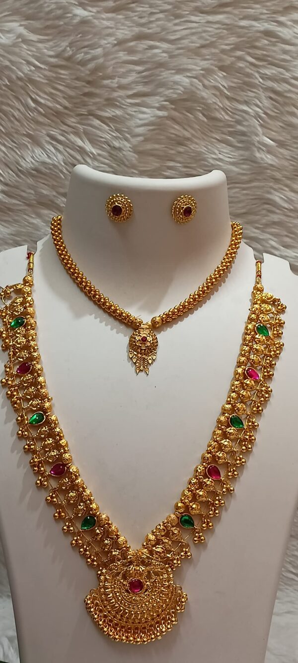 Sajshrungar Thushi along with long kolhapuri saaj with 1 pair earring for women & girls