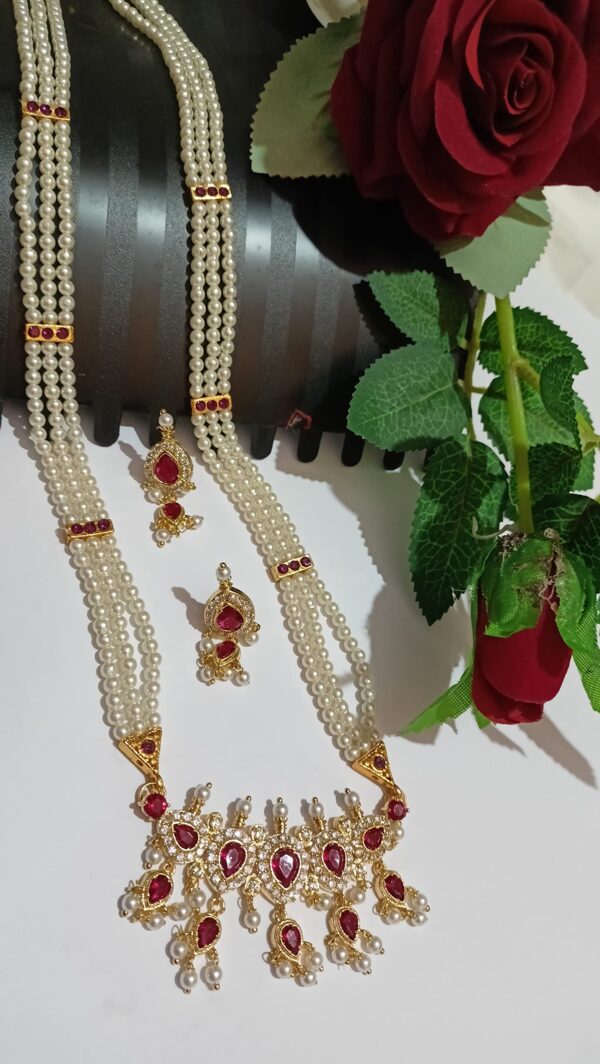 Sajshrungar pearl jewelry set with matching earrings For Women & Girls