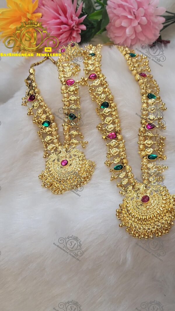 Sajshrungar Short & Long kolhapuri saaj with 1 pair earring for women & girls